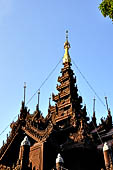 Myanmar - Mandalay, Shwe In Bin Kyaung a wonderful example of the Burmese unique teak architecture and wood-carving art. 